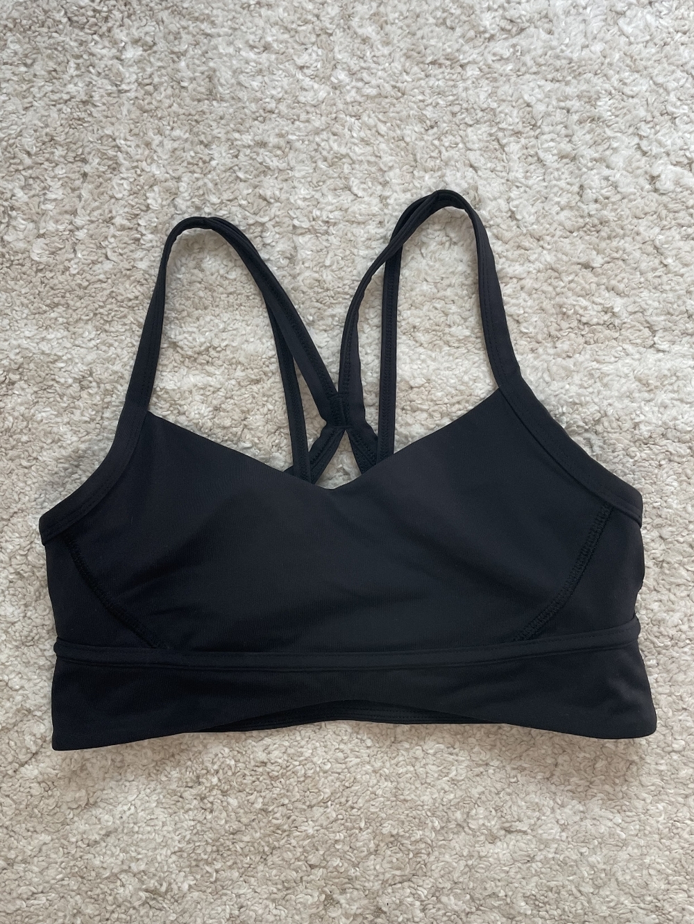 Lululemon Athletica Black Double-Strap V-Neck Sports Bra Size 6